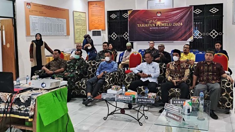 Dukung Pemilu 2024, KPU Batu Bara Nobar Seremoni Tahapan Pemilu 2024