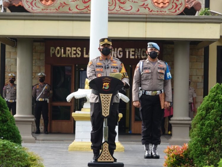 Kapolres Lampung Tengah Pimpin Apel Gelar Pasukan Ops Patuh Krakatau 2022
