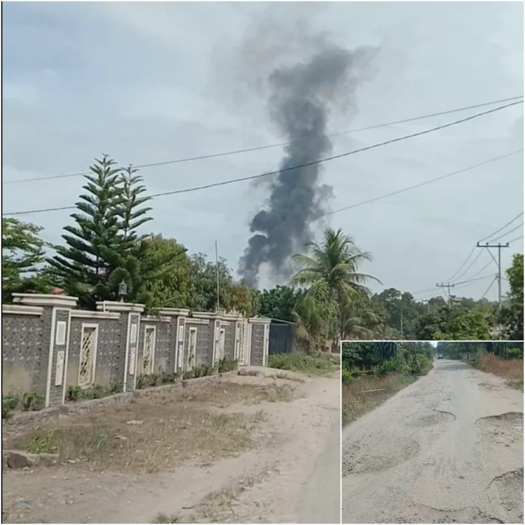 Jalan lintas Kabupaten di Nagori Bandar Tinggi jalan banyak hancur,  PKS keluarkan Asap menghitam
