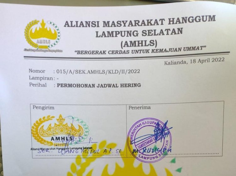 AMHLS Resmi Layangkan Surat Ke DPRD Lamsel, Untuk Segera Ungkap Tabir Gelap Dana CSR
