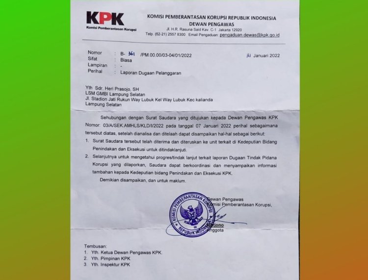 Korupsi Lamsel Dewas KPK Surati AMHLS, Sudah Masuk Deputi Penindakan Eksekusi KPK
