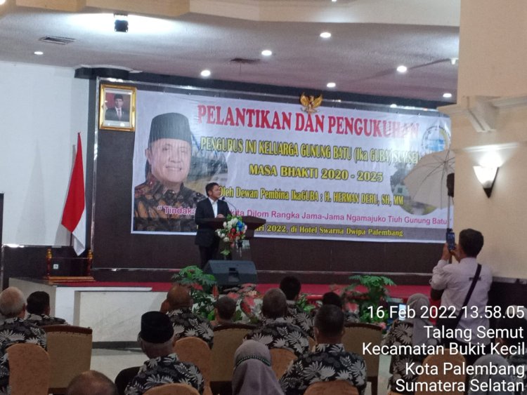 Herman Deru Kukuhkan Pengurus IKA GUBA Sumsel Masa Bhakti 2020-2025