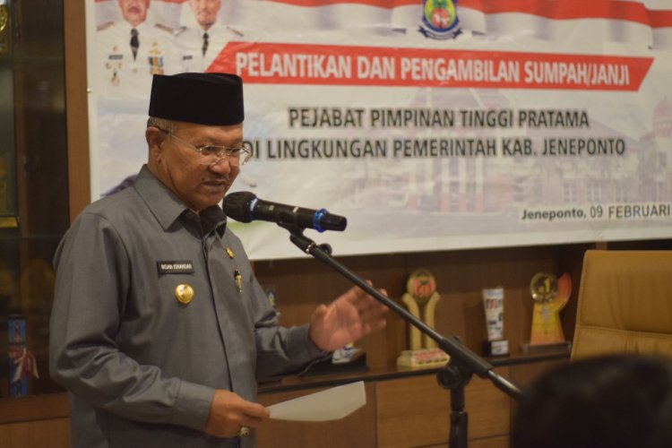 Bupati Jeneponto Memimpin Pelantikan Tiga Pejabat Tinggi Pratama