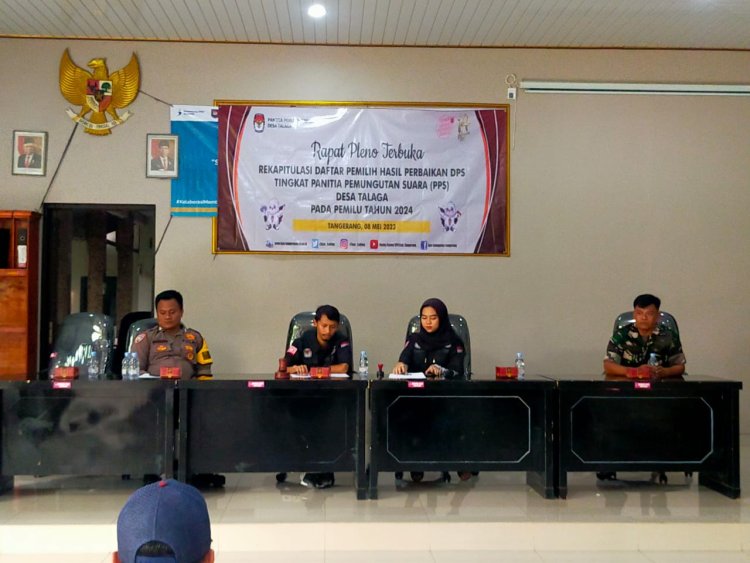 Bhabinkamtibmas Desa Talaga  Bripka Suheri Wijaya Hadiri Rapat Pleno Terbuka Rekaputulasi Hasil Perbaikan DPS Tingkat PPS Talaga Pemilu 2024
