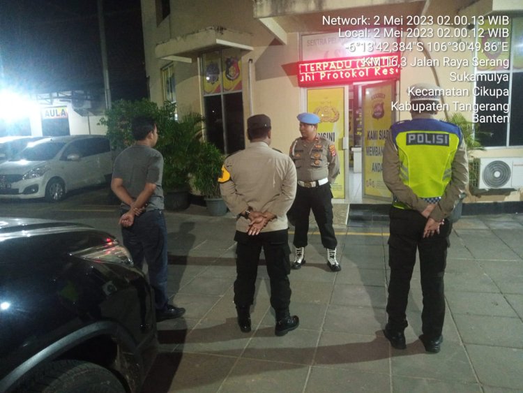 Apel Malam Cipkon Antisipasi Guantibmas di Mako Polsek Cikupa dipimpin Pawas IPDA Mahdi. SH Polsek Cikupa Polresta Tangerang