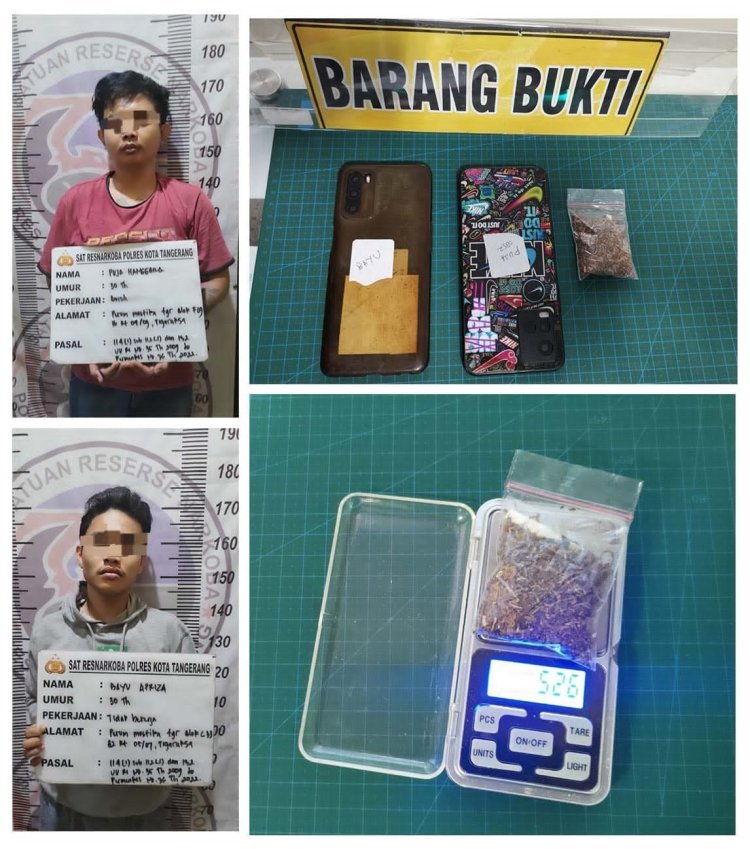 Jadi Kurir Tembakau Sintetis, 2 Pria Diamankan Satresnarkoba Polresta Tangerang