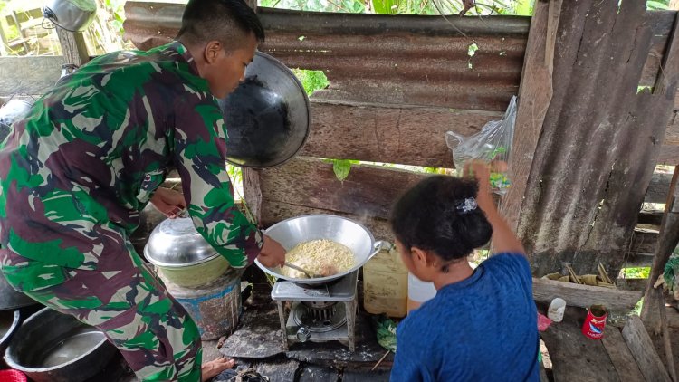 Satgas Pamtas Yonif 132/BS Mengunjugi Dapur Mama