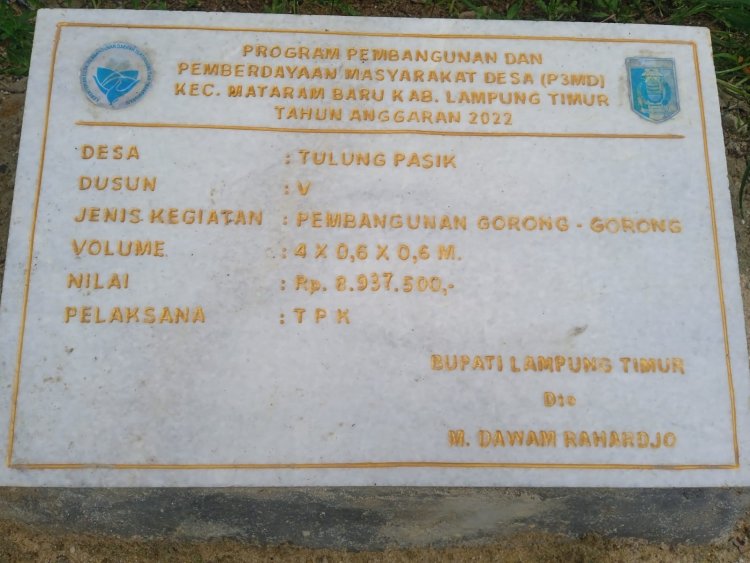 Pelaksana anggaran dana desa Tulung pasik di duga fiktif