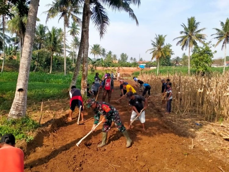 Jalin Komsos, Babinsa Kodim 0429/Lamtim Giat Gotong Royong Bersama Warga