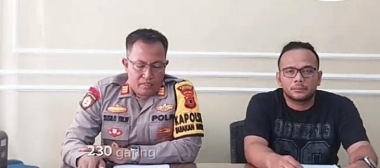 Kapolsek Babakan Madang memberikan penjelasan ke awak media di kantor dinas nya