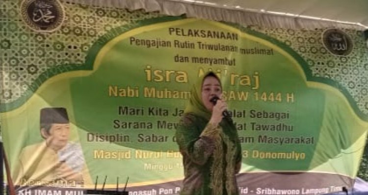 Lurah Adipuro Hadiri Pengajian Rutin Triwulanan Muslimat NU Di Masjid Nurul Huda Lingkungan 3 Dono Mulyo