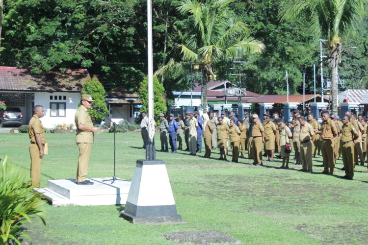 Bupati Yapen Wakili Sambutan Menteri ATR/PBN di Upacara Peringatan Hari Agraria dan Tata Ruang Nasional Ke 62 Kabupaten Kepulauan Yapen