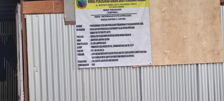 Pekerjaan Rehabilitasi Kantor Camat Merbau Mataram Rp.1,4 M Diduga Tak Sesuai RAB
