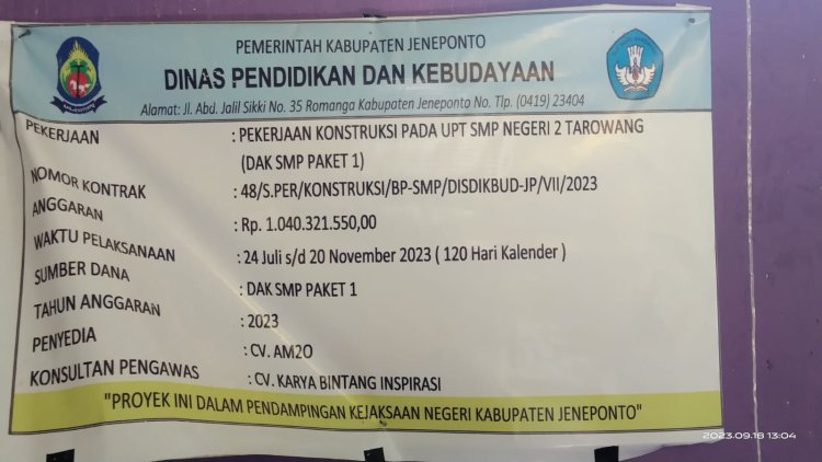LPK dan Media Jurnalis Memantau Proyek Pekerjaan Kontruksi UPT SMP Negeri 2 Tarowang