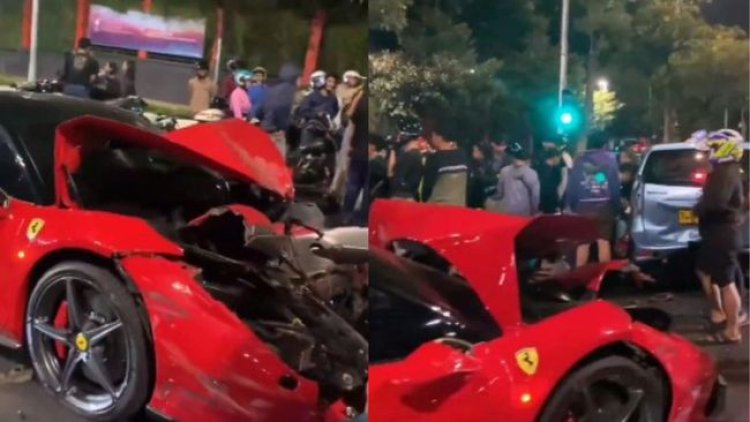 Mobil Ferarri Tabrak 5 Kendaraan di Senayan