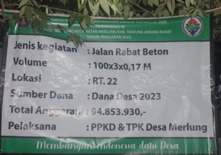 Mantan Kades Merlung Yang Kini Calon DPRD Tanjabbar Disinyalir Ngotot Kerjakan 4 Pekerjaan Pembangunan Dari Dana Desa