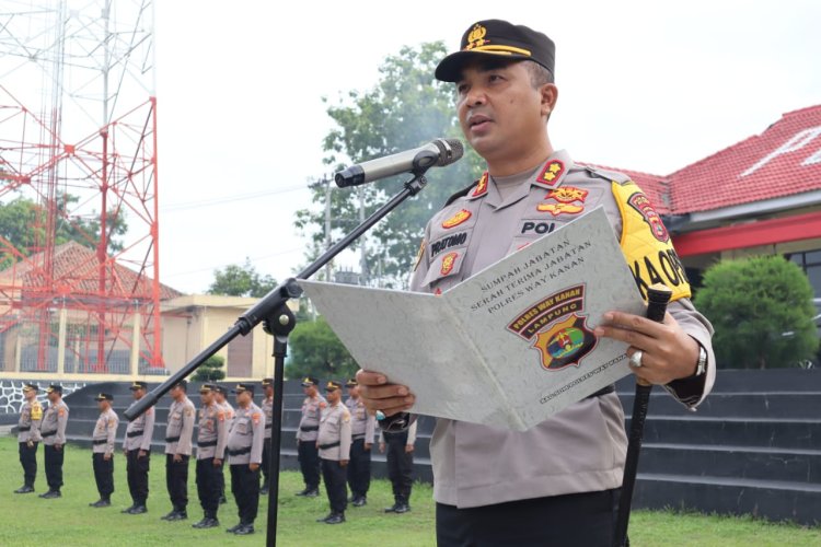 Polres Way Kanan Gelar Upacara Pelantikan Kabaglog Hingga Sertijab Kabagren, Kasatresnarkoba dan Kapolsek