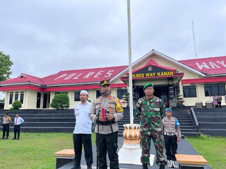 Polres Way Kanan Apel Gelar Pasukan Operasi Lilin Krakatau 2023