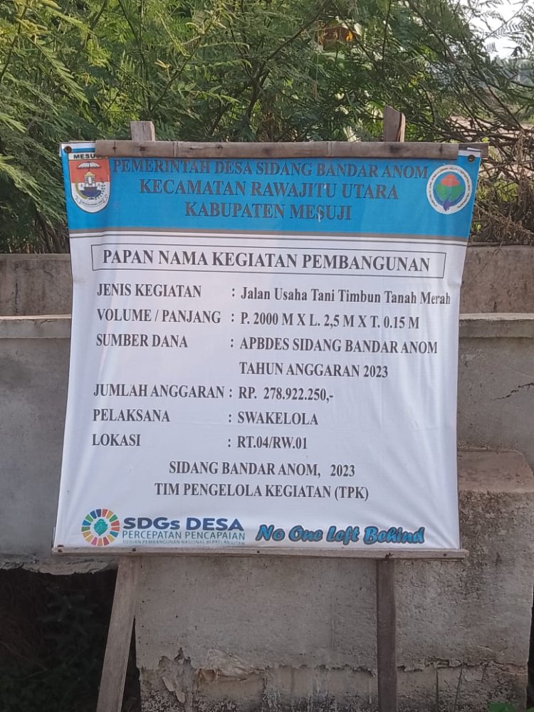 Pemerintah Desa Sidang Bandar Anom RJU, Realisasikan Timbunan Tanah Merah Jalan Usaha Tani