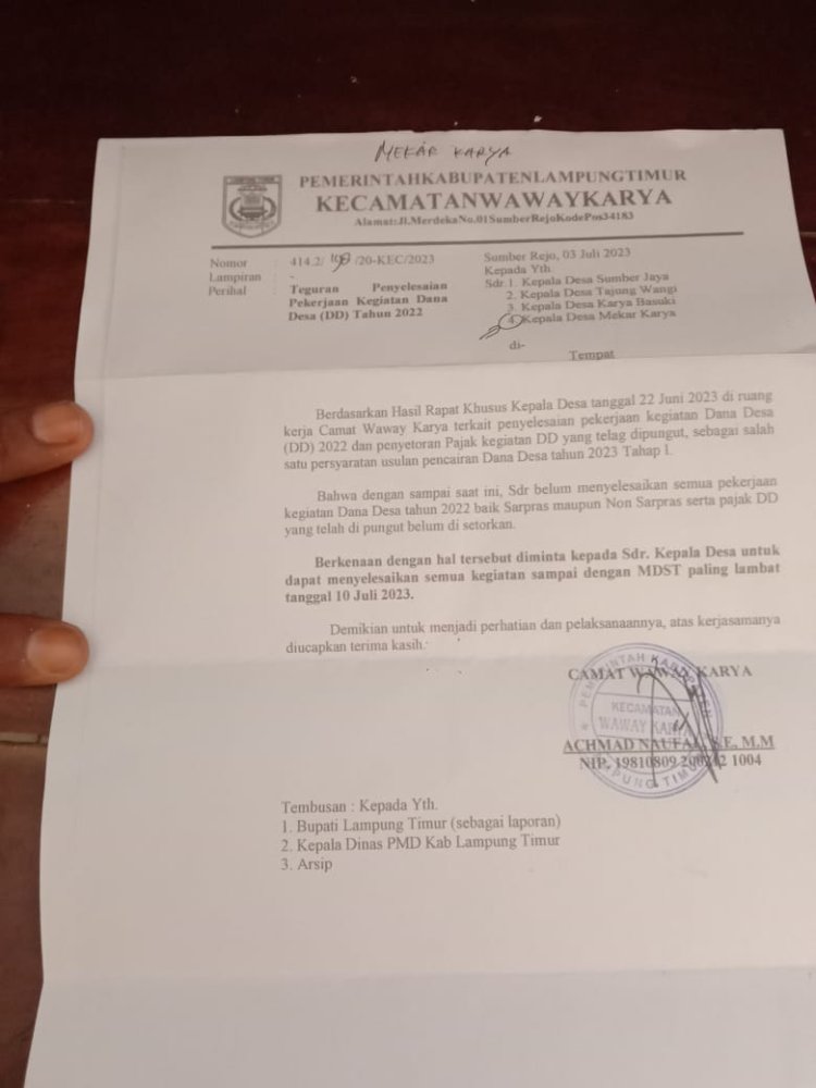 Pembangunan Desa Karya Basuki Belum Selesai , MDST Sudah Final Ada Apa ? Di Duga SPJ Di Palsukan