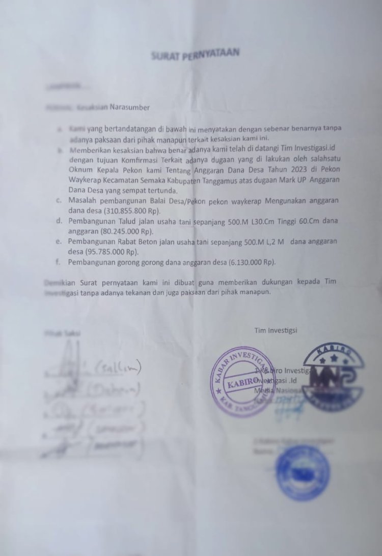 Setelah Firal Bakartis Kondang Oknum Kepala Pekon Waykerap Diduga Main Akal