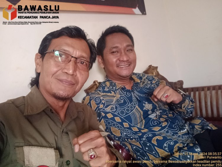Laksanakan Tugas Dengan Baik,Heri Purwanto SE Serahkan laporan Kinerja Penanganan pelanggaran PanwasluCam Panca Jaya di   Bawaslu Mesuji