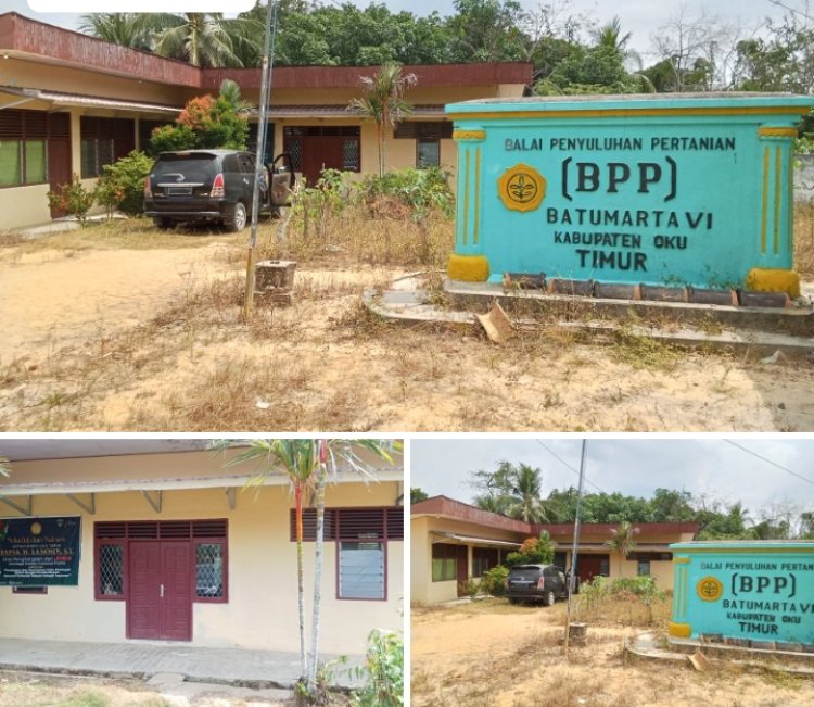 Miris ! Tiangnya Ada Namun Tak Ada Bendera Merah Putih Berkibar Di Kantor Balai Penyuluhan pertanian BPP Batu Marta VI Kecamatan Madang Suku III Kabupaten Oku Timur