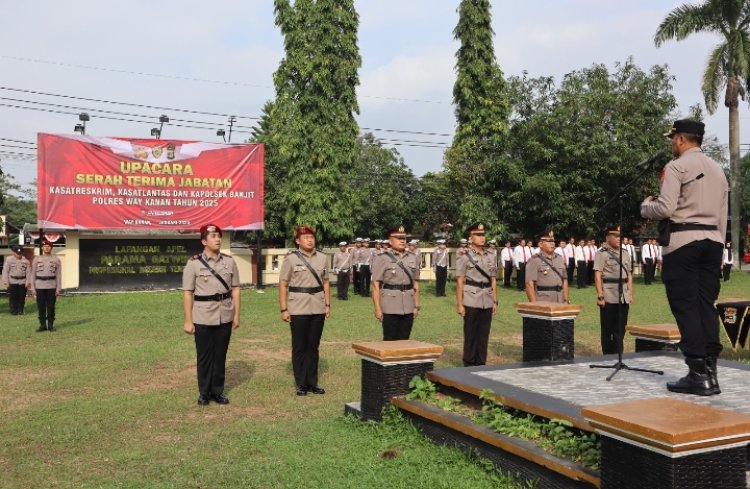Polres Way Kanan Gelar Upacara Sertijab Kasat Reskrim, Kasat Lantas dan Kapolsek.