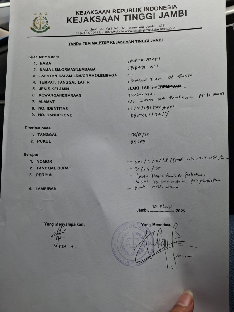 PT. MPG Resmi Dilaporkan ke Satgas PKH Terkait Dugaan Penguasaan Hutan Kawasan dan Tidak Miliki HGU