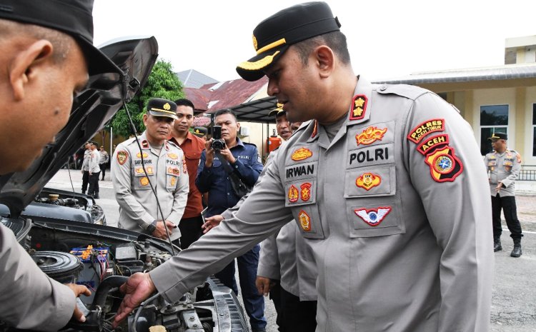 Usai Ambil Apel, Kapolres Aceh Timur Cek Kendaraan Dinas Polsek