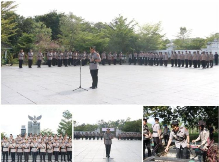 Kapolres Oku Pimpin Upacara Ziarah Dan Tabur Bunga Di Taman Makam Pahlawan Kemarung Dalam Rangka Memperingati Hari Bhayangkara Ke-79 Tahun 2025