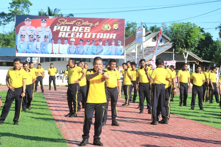 Jaga Kebugaran Tubuh, Polres Aceh Utara Rutin Olahraga Bersama di Setiap Jumatnya
